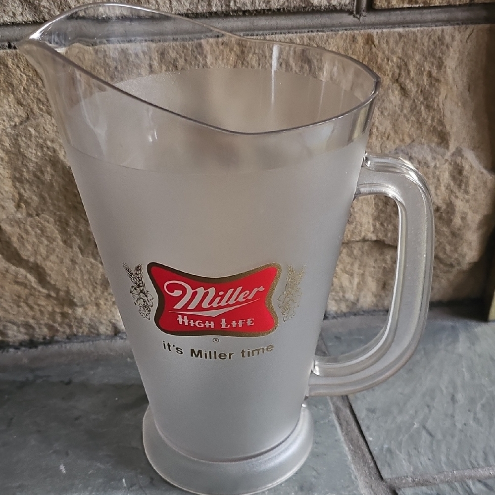 Miller High Life It's Miller Time Vintage Plastic Beer Pitcher 56 OZ.